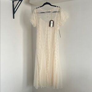 Anthro Forever That Girl Cream Lace Midi Dress